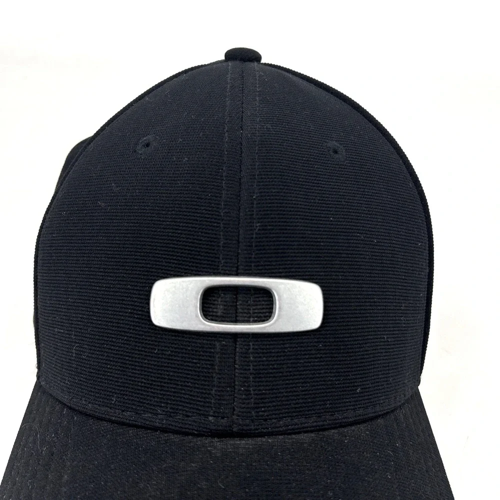Oakley Metal Gascan Hat Mens A-Flex Stretch Fit Baseball Cap Casual Blk Size S/M